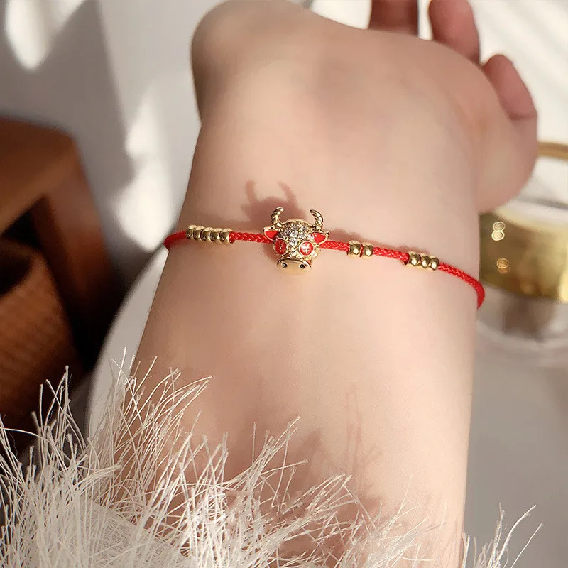 Новинка 2021 корейские красная веревочная цепь браслеты из коровьей кожи для