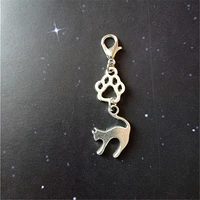 2 pcs small paw print keychain cartoon cat zipper pull cat zipper pull clip on charm animal jewelry paw charms
