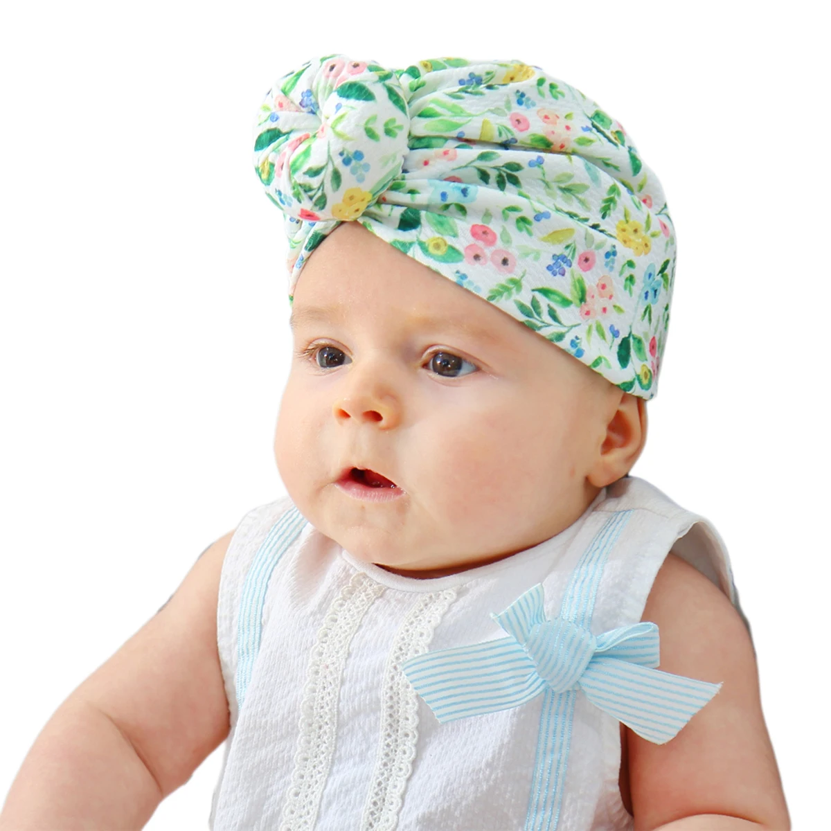 Мягкая плиссированная хлопковая шляпа с цветочным принтом для новорожденных