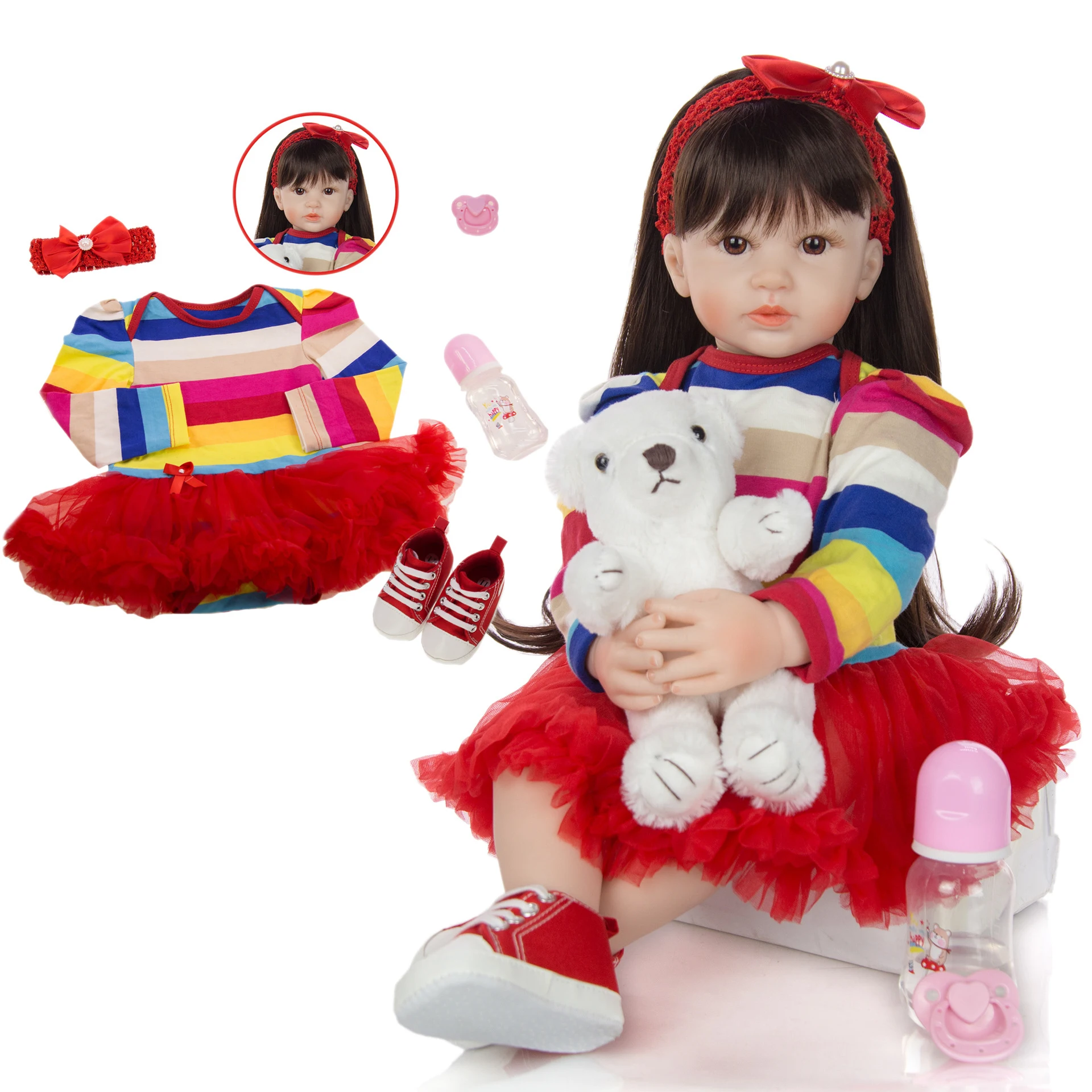 

Lovely Girl reborn toddler doll 24 inch stuffed body silicone vinyl baby dolls toys gift