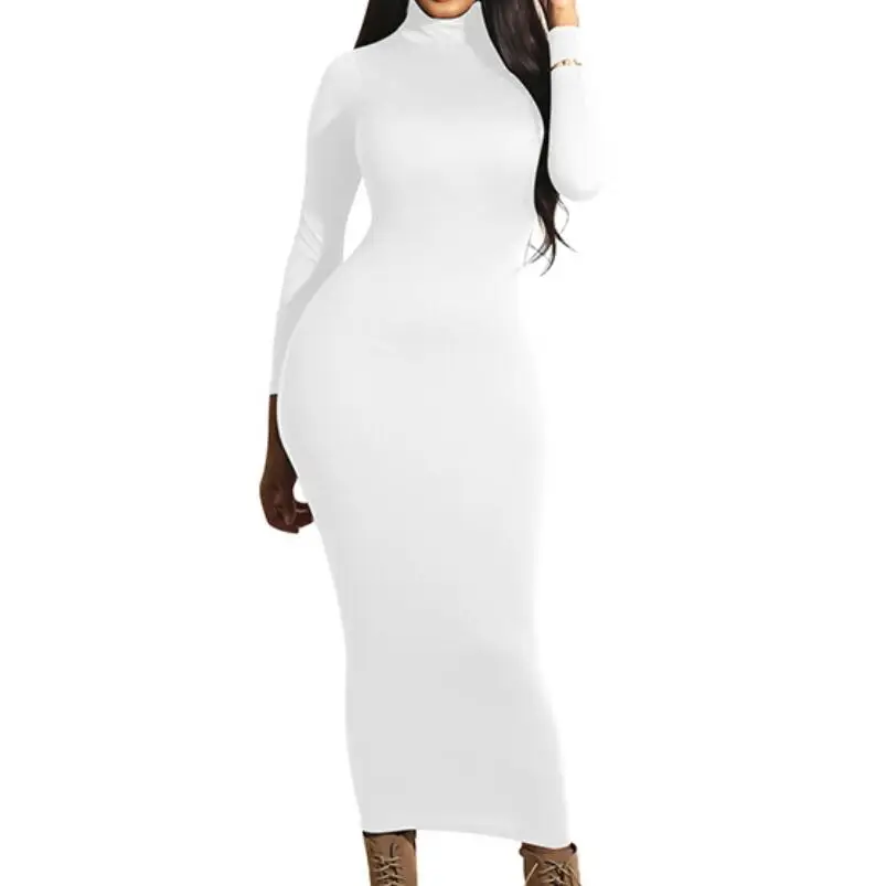 Женское длинное платье водолазка красное черное белое Клубное вечернее миди с