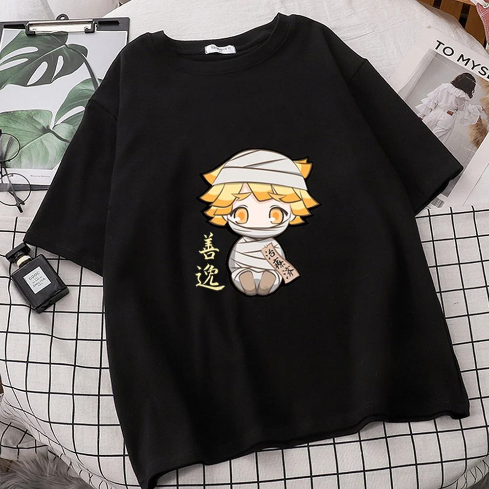 

Женская футболка Chibi, одежда Zenitsu Kimetsu No Yaiba, летние футболки Харадзюку, мужские футболки большого размера, топы с круглым вырезом, футболки