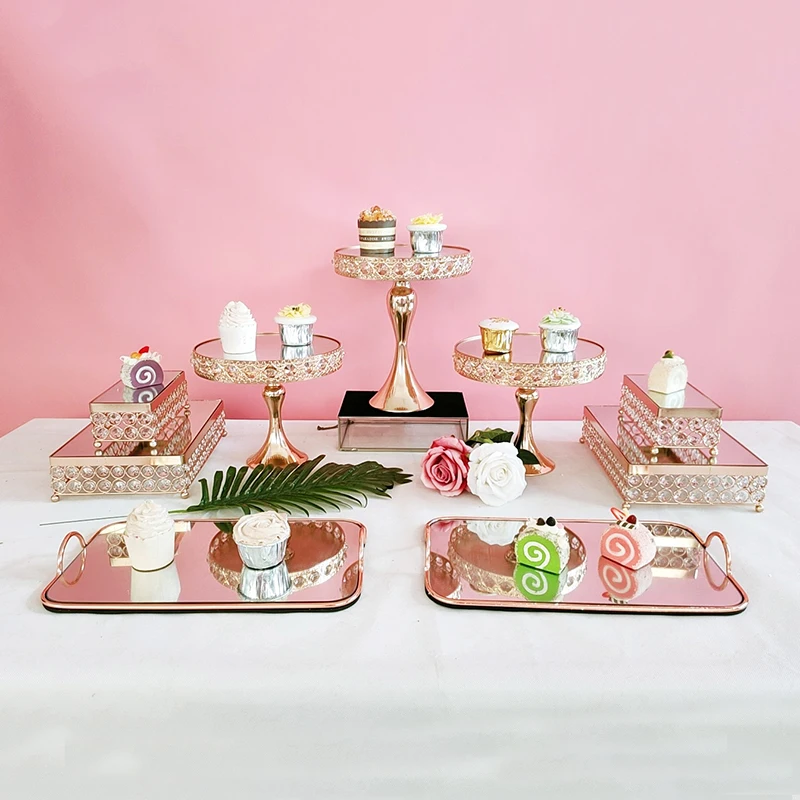 

Round gold Cake Stands with mirror 1pcs-12pcs