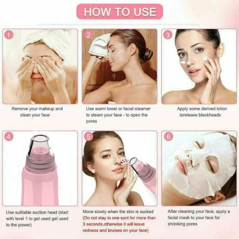 

USB Rechargeable Blackhead Remover Face Pore Vacuum Skin Care Acne Pore Removal Cleaner Removal Pimple Facial Tools