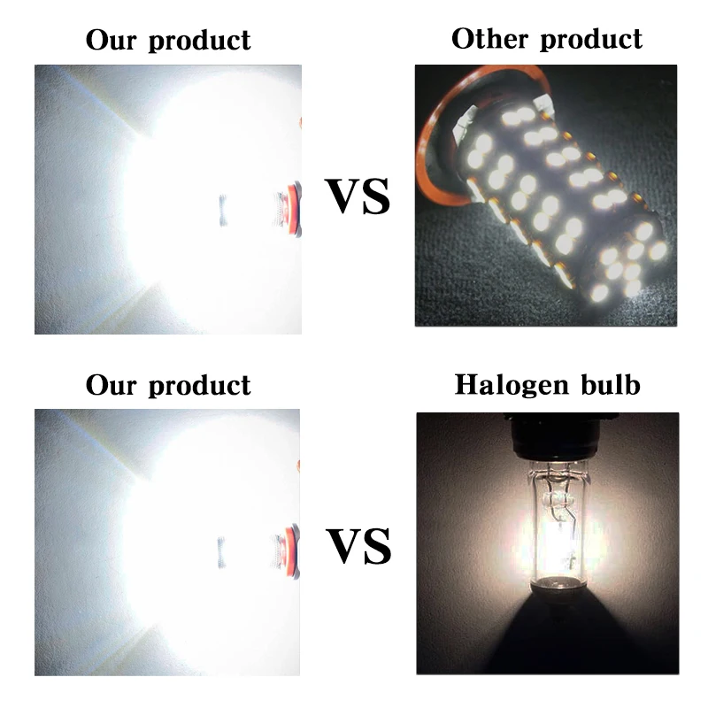 

2x H8 H11 HB4 9006 Super Bright 1200LM LED Bulbs Car Fog Lights Driving Tail Lamp Car Light Source parking 12V-24V 6000K White