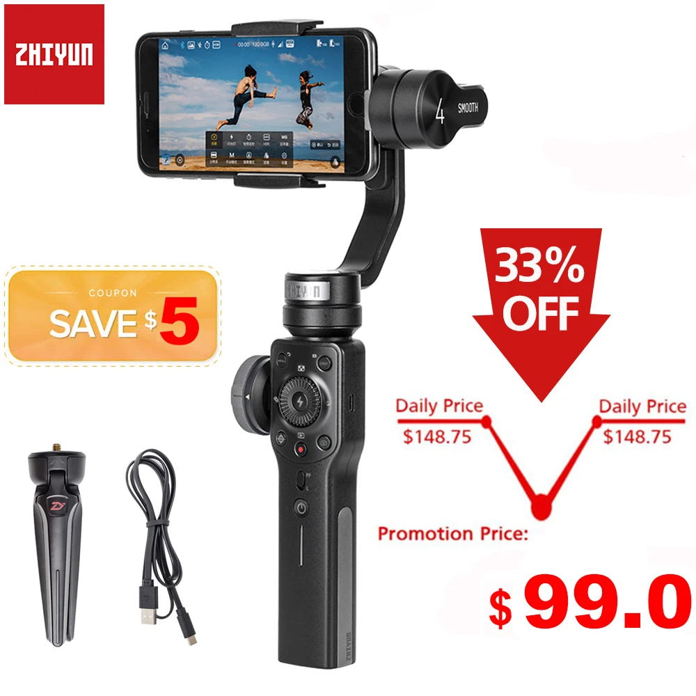Zhiyun Smooth 4 Q2 3-осевой портативный смартфон сотовый телефон видеокамеры Стабилизатор для iPhone 11 Pro Max XS XR X 8P 8 samsung S9 S8 и экшн Камера