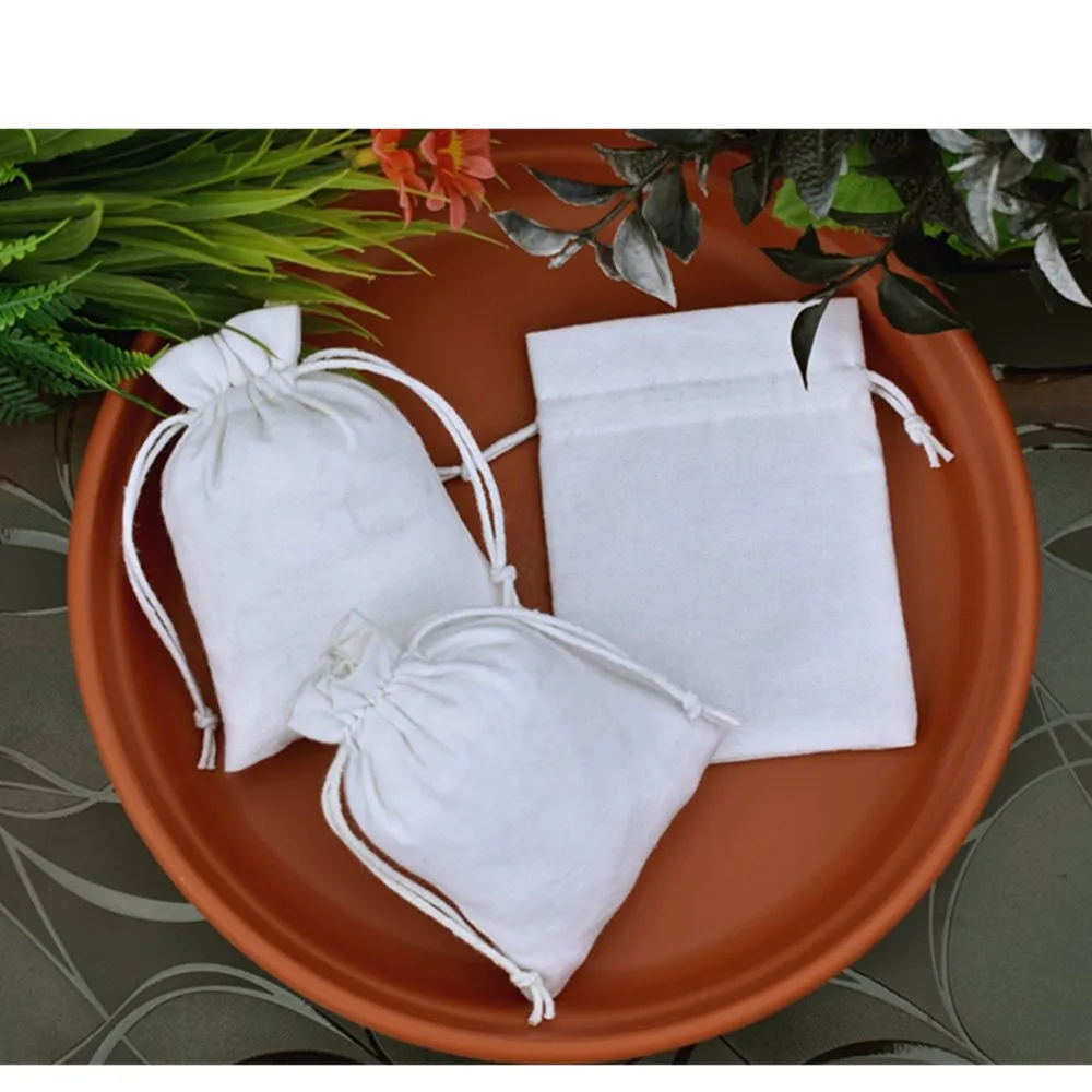 Персонализированные белый мешок с завязками логотипом Эко-дружественных