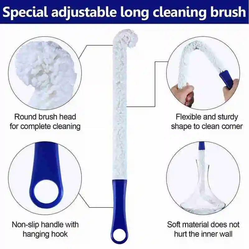 

Multi-function washing and decanter brush, glass brush, wine utensils, bottle cleaning brush, red wine glass brush, bendable