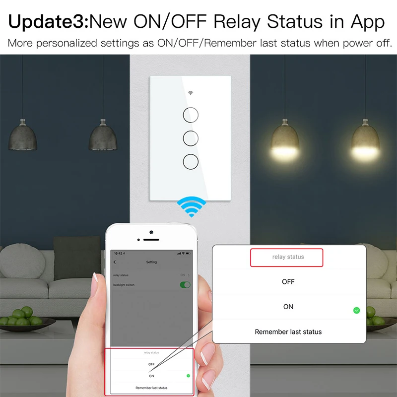 Tuya WiFi Smart RF433 Wall Light Touch Switch Life Remote 1/2/3 Gang EU US 2/3 Way Alexa Google Home Voice Control | Обустройство