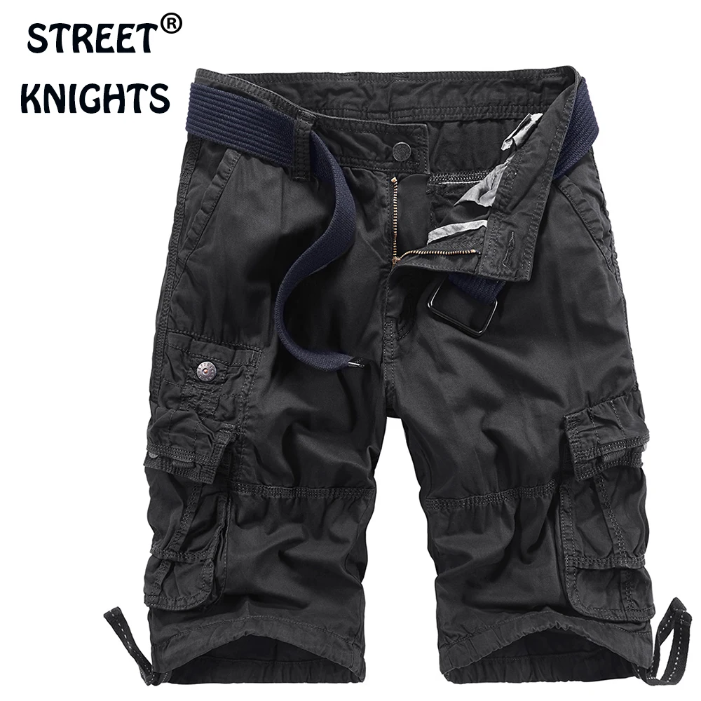 

Men's 2021 Summer New Casual Loose Camouflage Cargo Shorts Men Multi-Pocket 100% Cotton Street Military Knee-Length Beach Shorts