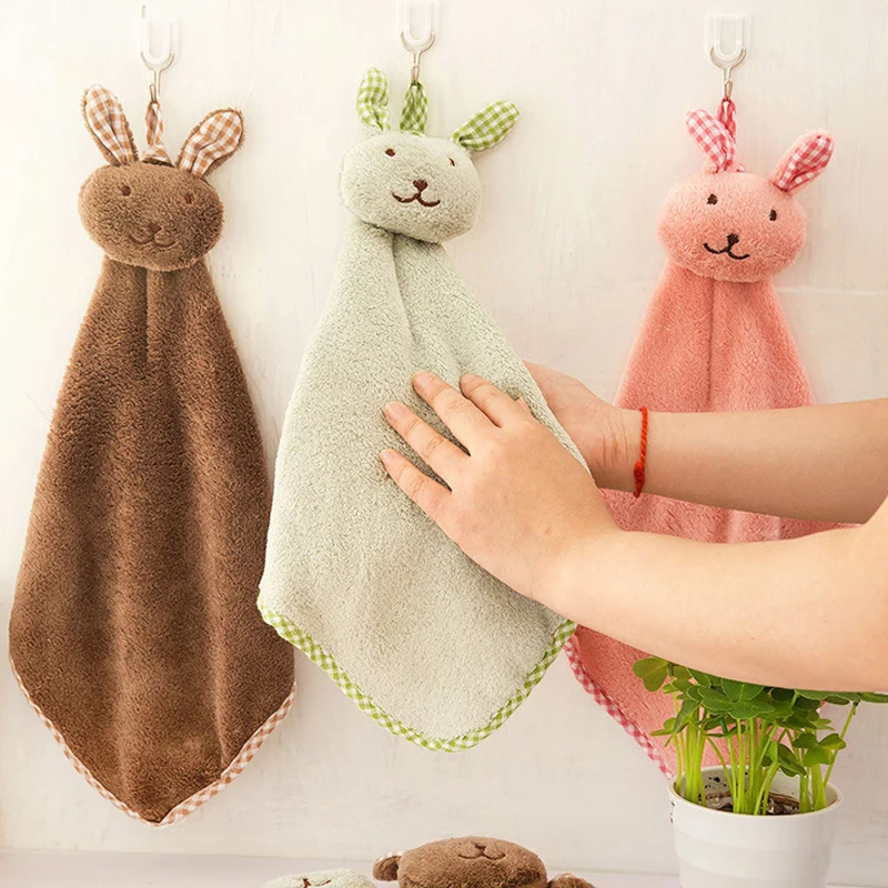 

Мягкое быстрое детское полотенце с милым кроликом для детской комнаты, полотенце для рук с мультяшными животными, полотенце для купания для...