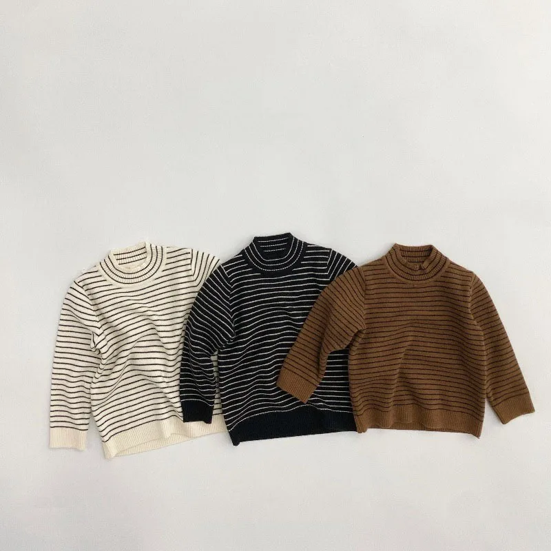

2021 зимние детские свитера MILANCEL, утепленный пуловер для мальчиков, вязаная одежда в полоску для девочек, мягкие базовые свитера
