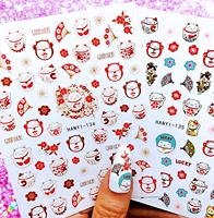 1 sheet newest 3d nail stickers design fortune cat nail art stickers decal template diy nail tool decorations hl15