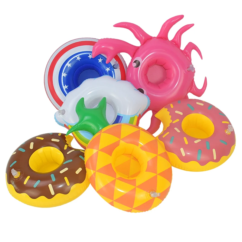 1 шт. надувной подстаканник милый Краб пончики фрукты держатель для напитков