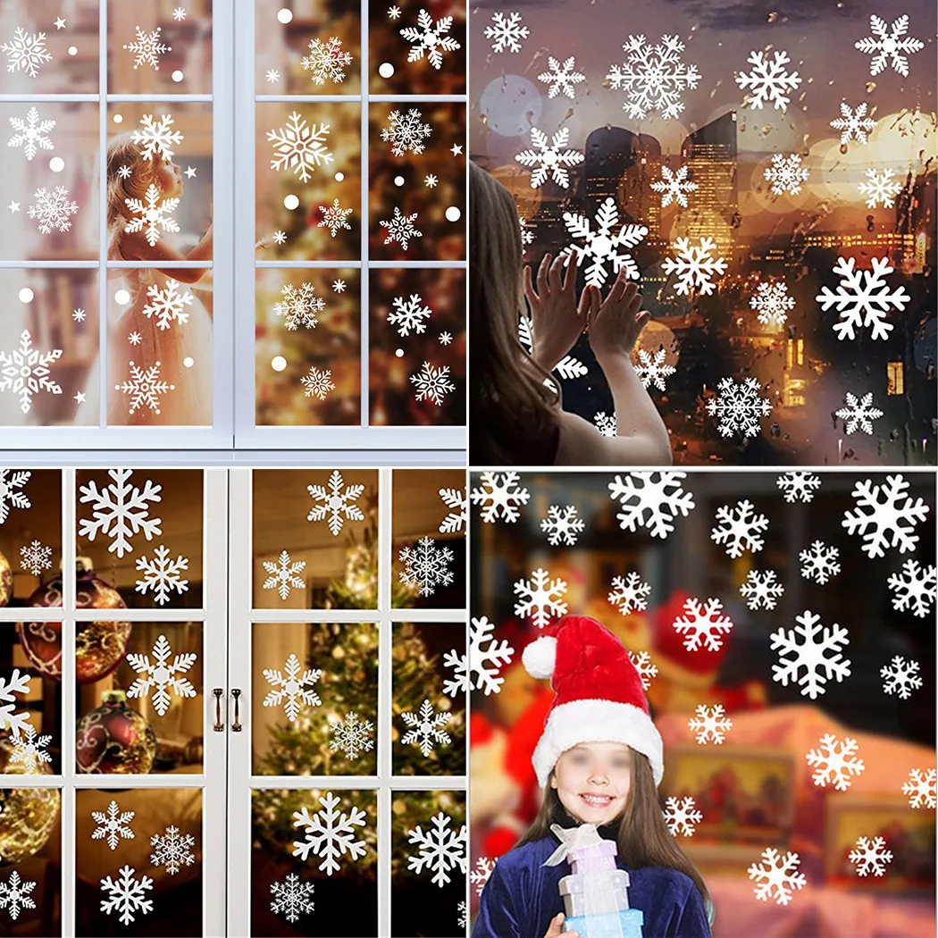

Merry Christmas Wall Stickers Snowflake Store Decal Xmas Home Decor Wall Window Stickers Gift Navidad Wall Stickers