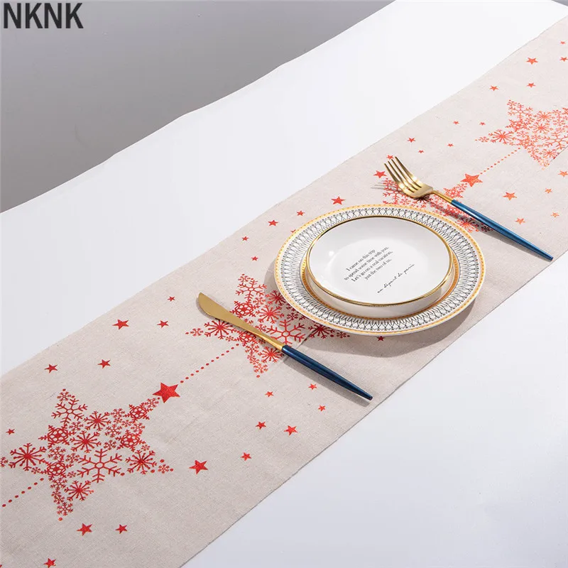 Рождественский коврик с красной дорожкой скатерть снежинка снеговик длинная 270