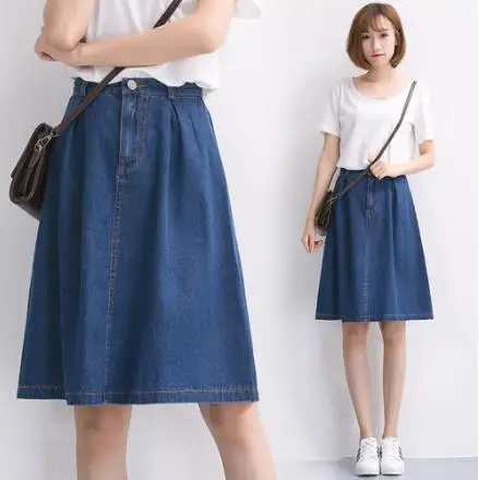 Женская джинсовая юбка А-силуэта хлопковая трапециевидная в европейском и