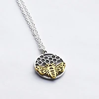 new fashion love cute honey bee pendant necklace jewelry creative insect peach heart sweater chain wholesale gift