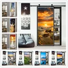 Наклейка на дверь заката, самоклеящийся художественный постер сделай сам для ремонта двери, домашний декор, тематическое украшение для гостиной, кабинета, росписи