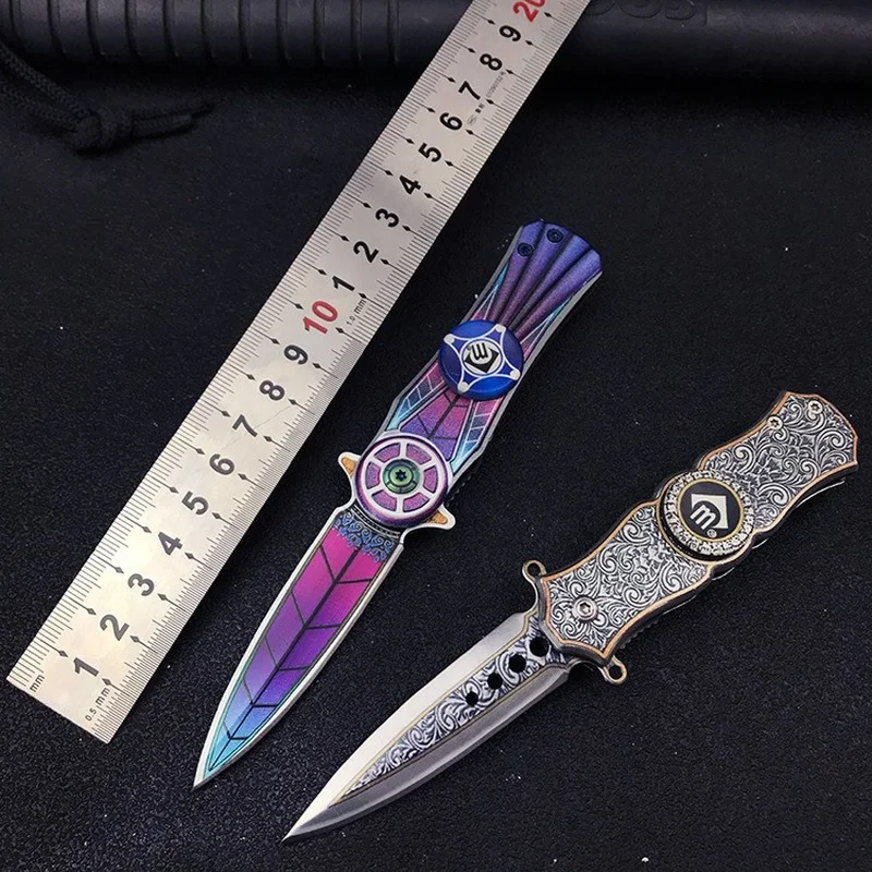 

Outdoor folding high hardness survival self defense portable field survival EDC tool Fidget spinner knife sale
