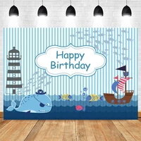 blue stripe navigation lighthouse pirate whale newborn baby shower boy birthday background photography backdrop vinyl photophone
