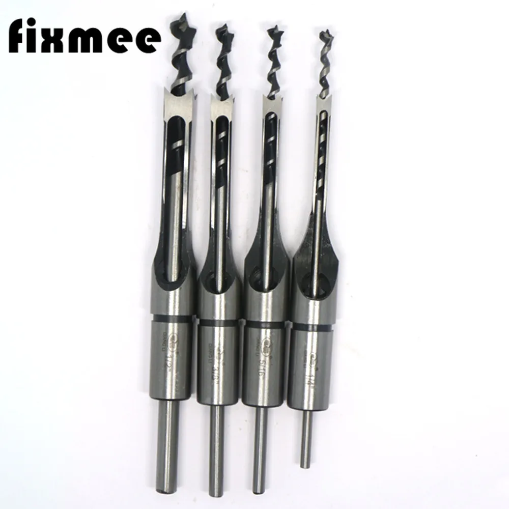 

HSS Twist Drill Bits Square Auger Mortising Chisel Drill Set Square Hole Woodworking Drill Tool Kit Sets Extended Saw Hand Tool