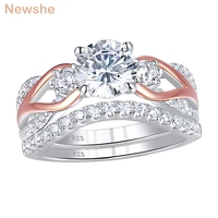 newshe romantic bridal set wedding engagement rings for women solid 925 sterling silver round cut aaaaa zircon jewelry