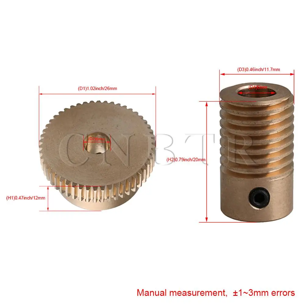 

CNBTR 1:50 Brass Worm Gear Shaft & Worm Wheel Kit with 6mm Hole 0.5 Modulus