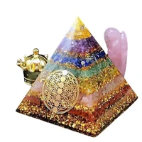 orgone pyramid 7 chakra gemstone chakra pyramid orgonite crystal ornament for reiki healing meditation