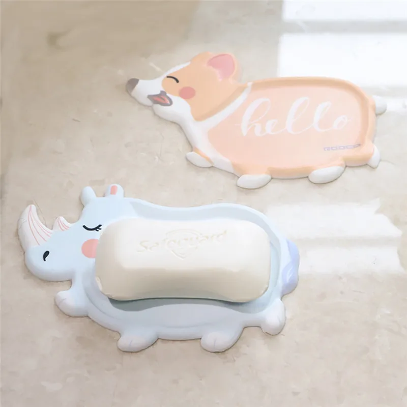 Экологичный мягкий резиновый держатель для мыла в виде животных полка хранения