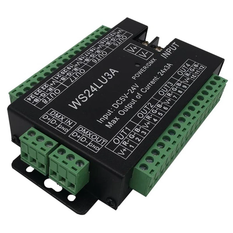 

Контроллер DMX512 высокой мощности 24 канала 24CH 3A/CH 72A светодиодный декодер диммер DMX сигнал для проектного освещения DC 5V 12V 24V
