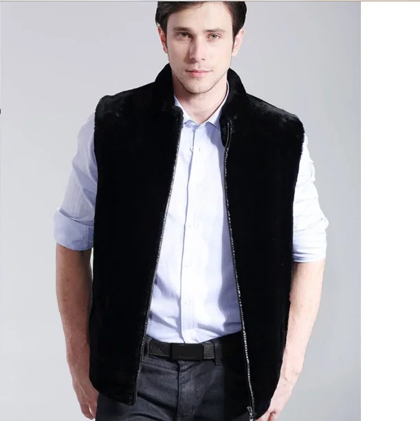 2019 зимние пальто из искусственного меха для мужчин без рукавов меховое со