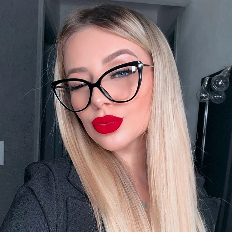 Женские винтажные оптические очки кошачий глаз прозрачные в большой оправе с