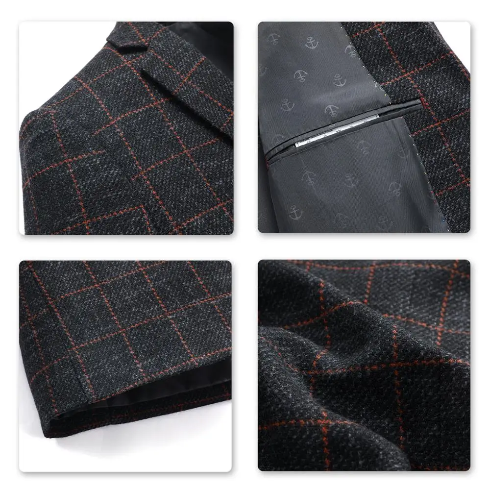 Мужской деловой пиджак Yunclos вечерние в клетку формальный и свадебный