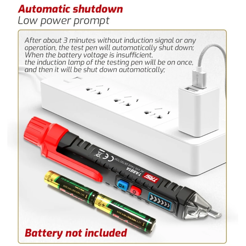 

12-1000V Intelligent Non-contact Pen Sound Light Alarm AC Voltage Detector Tester Adjustable sensitivity with Flashlight