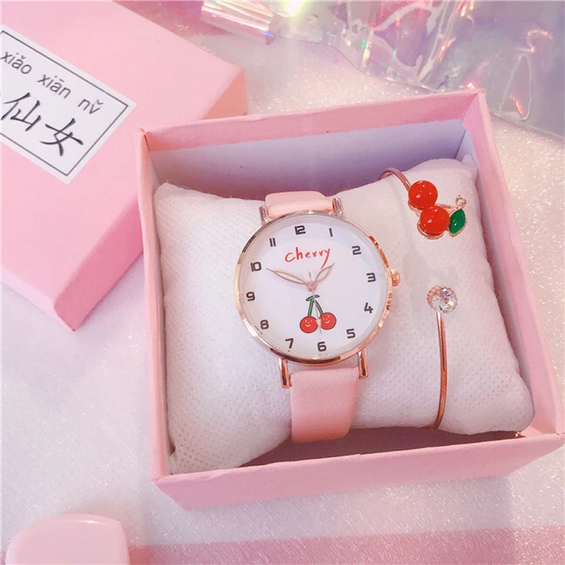 Часы Детские кварцевые с кожаным ремешком милые повседневные для девочек