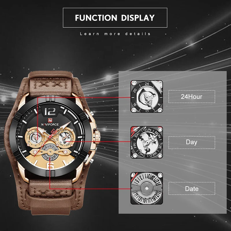 Мужские часы Топ бренд класса люкс NAVIFORCE мужские кожаные спортивные наручные