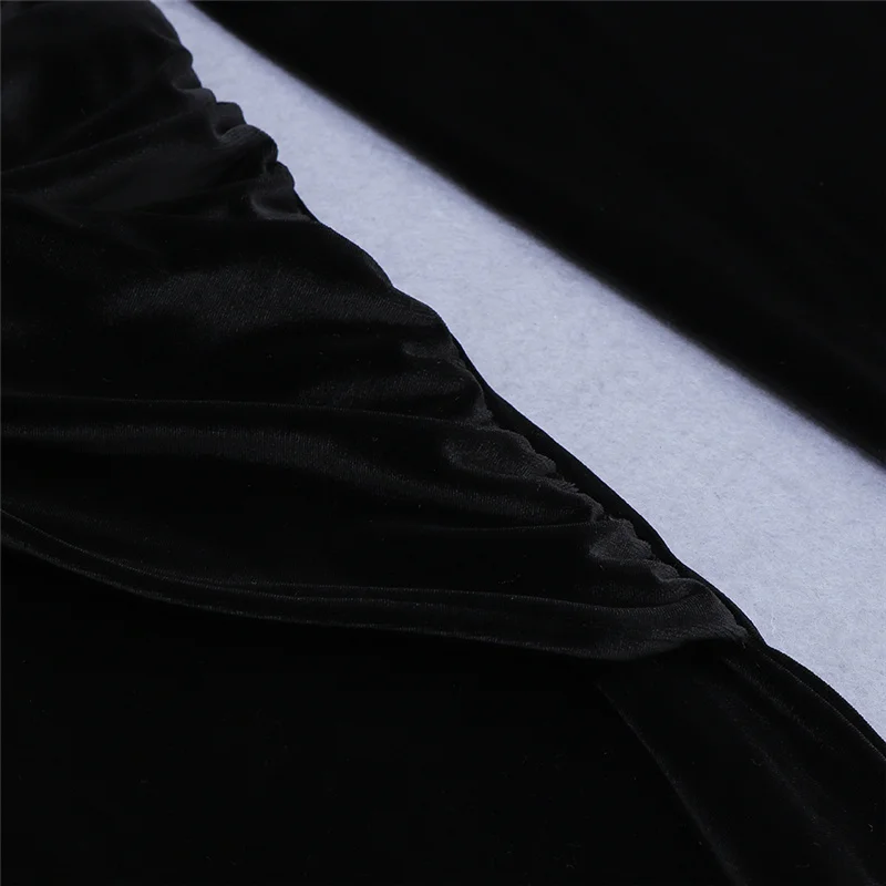

Bevenccel High Quality Elegant Long Sleeve Celebrity Women Party Dress Sexy Black Velvet V Neck Bodycon Runway Club Party Dress