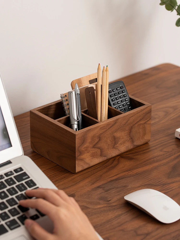 

Solid wood remote control storage box living room tea table TV air conditioner remote control bedside sundries storage box