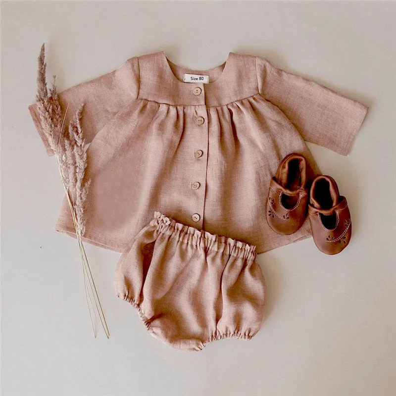 Newborn Baby Girls Set Fashion Linen Summer Autumn Baby Girl Kids Clothes Bodysuit For Baby Kids Outfit Baby Girls Baby Clothing