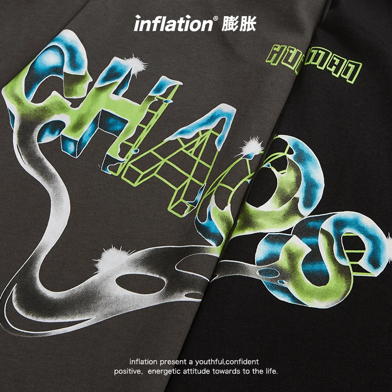 

INFLATION Couple Cool Oversized T-shirts Streetwear 2021 Summer Graphic Black Hip Hop T-shirts Men Casual Cotton Tees 5281TS21