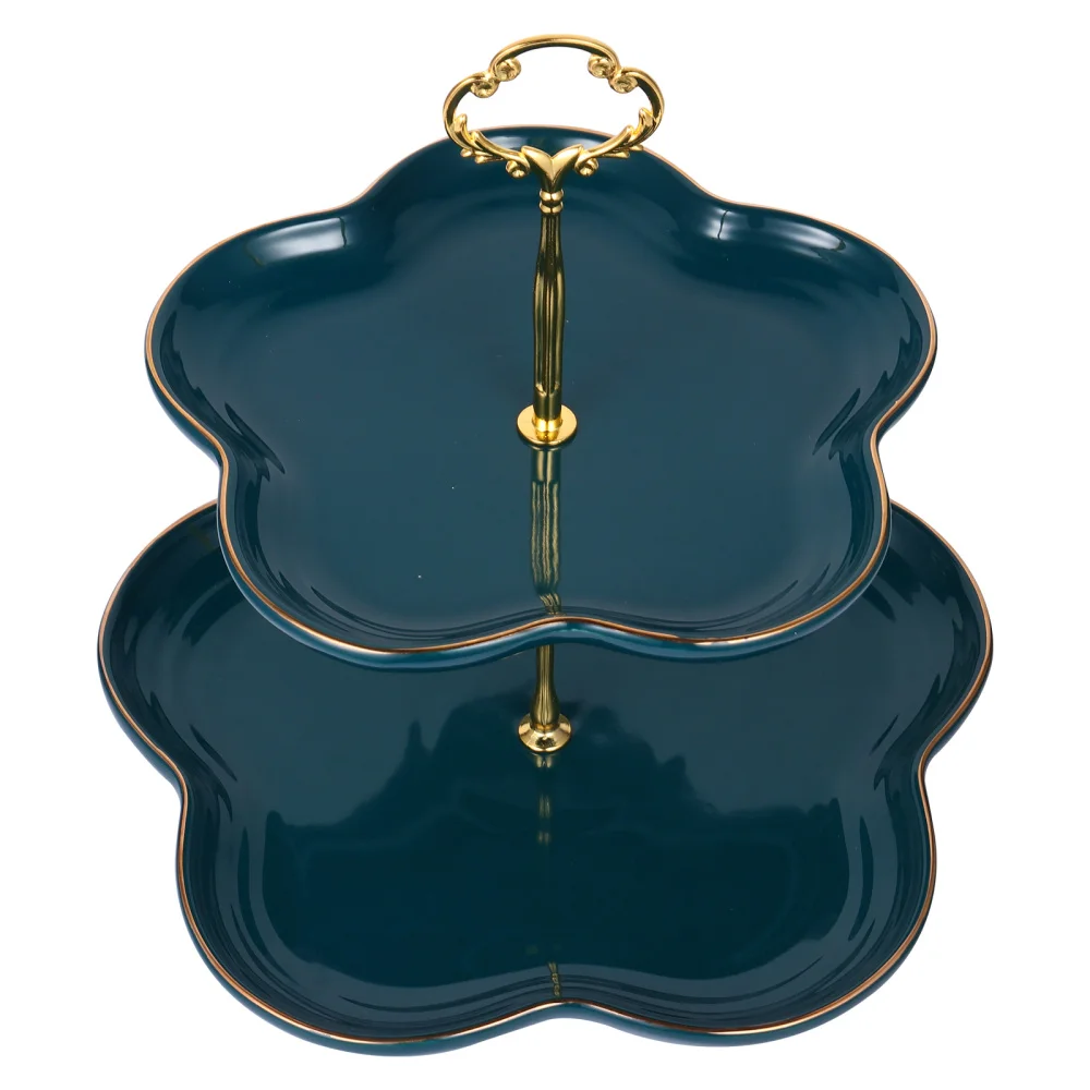 

1pc Cupcake Stand Ceramic Double Layer Dessert Pastry Stand Display Tray