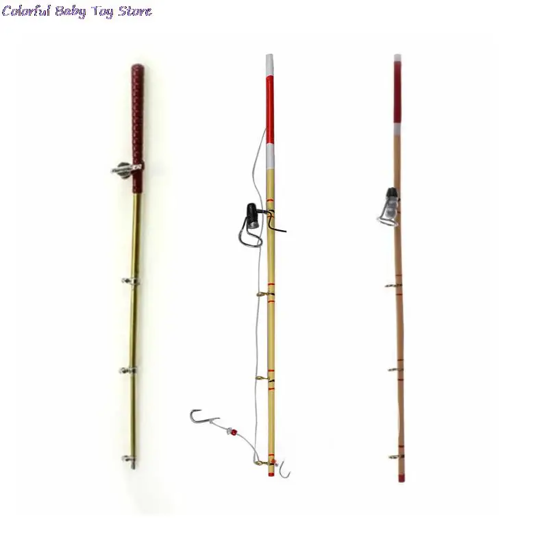 

1:12 Dollhouse Miniature Metal Fishing Rod Model Doll Life Scene 1/12 Scale Doll House Decoration Gift Dolls Accessories