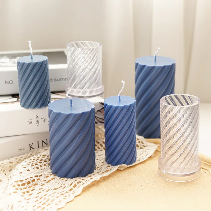 

3D Spiral Thread Cylindrical Round Spiral Aromatherapy Candle Mould DIY Handmade Candle Plastic Mold Candle Making Molds