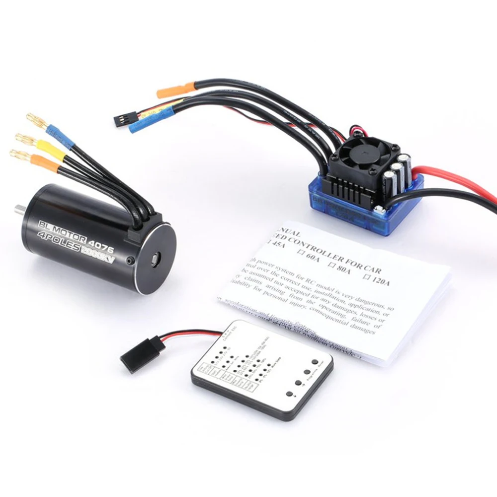 Rc 4076 2000KV 4 полюса Бессенсорный бесщеточный двигатель 120A ESC с светодиодная карта