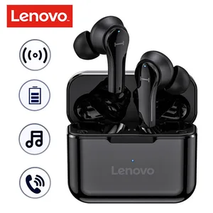 original lenovo bluetooth earphone qt82 wireless headphons mini twins earphone mic fashion sports charging box with mic earbuds free global shipping