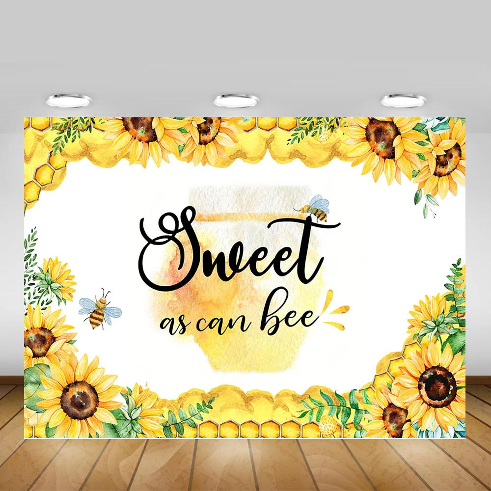Милый фон для фотосъемки с изображением пчелы и подсолнухов новорожденных
