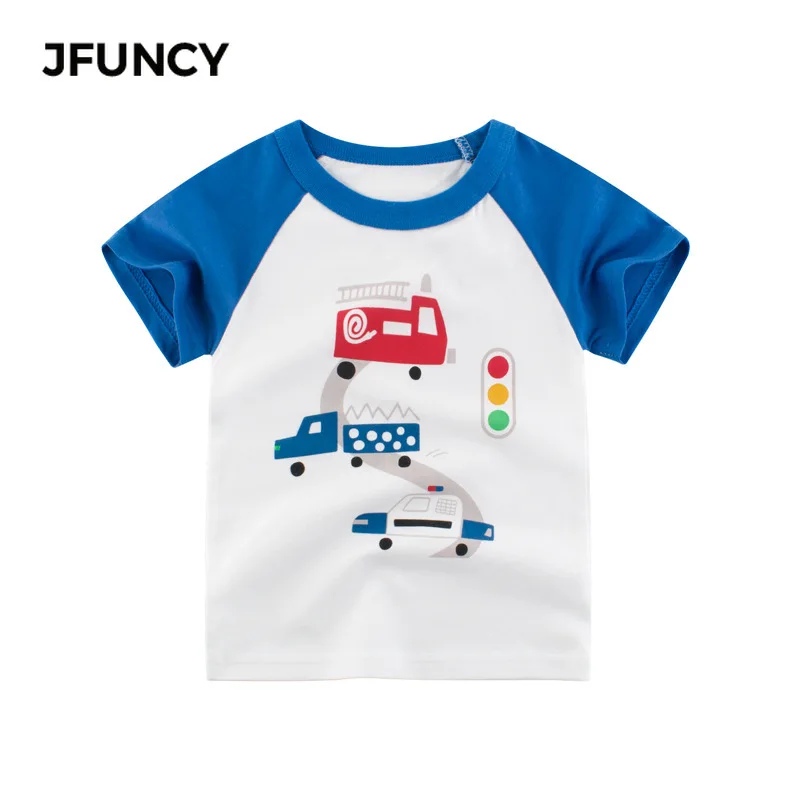 JFUNCY 2021 летняя хлопковая футболка, свободные футболки большого размера с коротким рукавом, разноцветная футболка, хлопковая детская одежда, ...