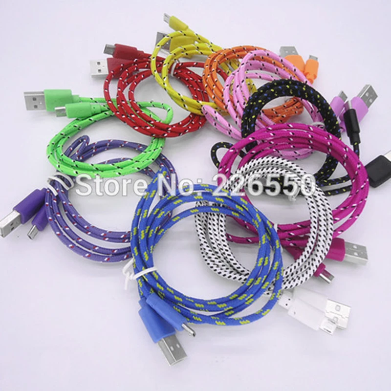 100 шт./лот 1/2/3 м текстильный нейлоновый Плетеный 8 контактный USB кабель прочный для