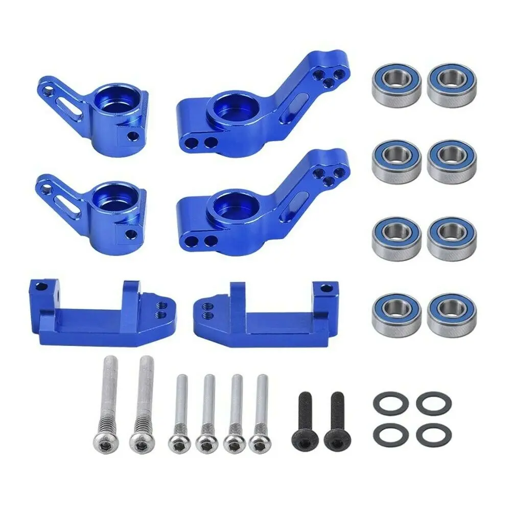 

1set Aluminum Caster Blocks Steering Blocks&Rear Stub Axle Carriers With Bearings for 1/10 Traxxas Slash 2WD RC